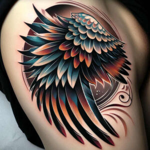 ornamental-wings-tattoo – tattoo design ideas free ai generated – realism-soft-highlights – for-elbow – Gallery: wings-inkby-ai