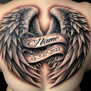 peace-motif-wings-tattoo – tattoo design ideas free ai generated – neotraditional-artistic-contrast – for-side-torso – Gallery: wings-inkby-ai