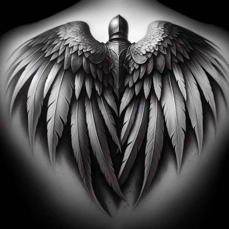 realistic-wings-tattoo – tattoo design ideas free ai generated – realism-surface-complexity – for-nape – Gallery: wings-inkby-ai
