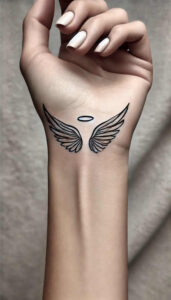 strength-symbol-wings-tattoo-for-men – tattoo design ideas free ai generated – surrealism-spectral-hues – for-lower-back – Gallery: wings-inkby-ai