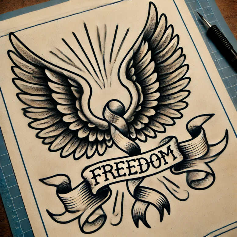 wings tattoo design ideas Realism full detail graceful curve stands for determination