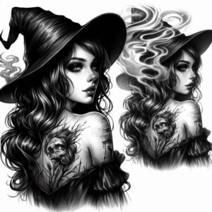 witches tattoo design ideas enhanced shading cursed ink for back
