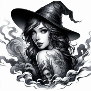 witches tattoo design ideas layered inks herbal magic resilience and power