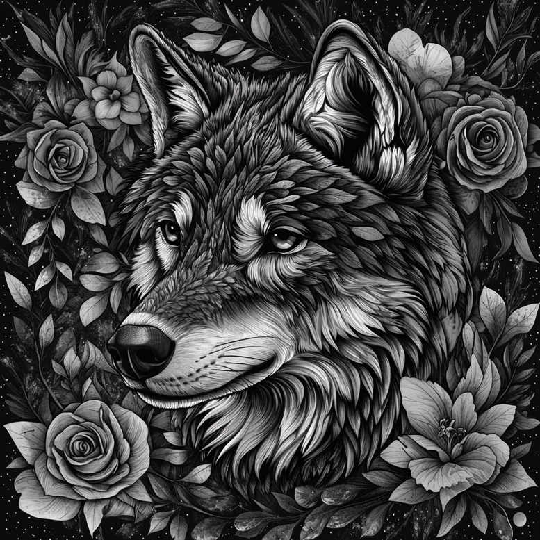 artistic-detail-wolf-tattoo – tattoo design ideas free ai generated – neotraditional-artistic-contrast – for-arm – Gallery: wolves-inkby-ai