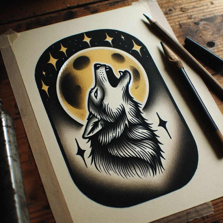 contour-wolf-tattoo – tattoo design ideas free ai generated – realism-color-precision – for-toe – Gallery: wolves-inkby-ai