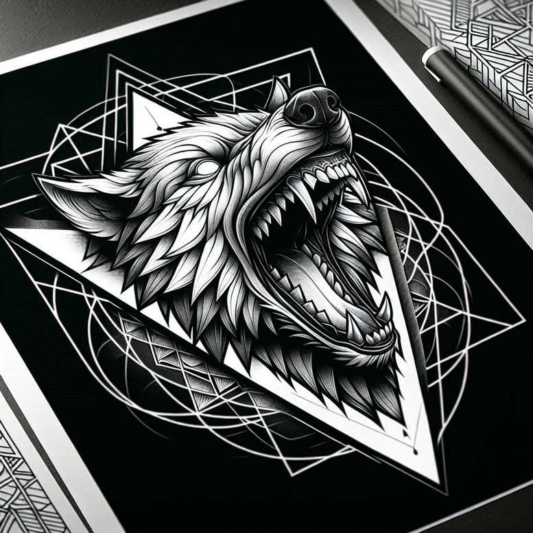 expression-wolf-tattoo – tattoo design ideas free ai generated – neotraditional-layered-fill – for-upper-chest – Gallery: wolves-inkby-ai