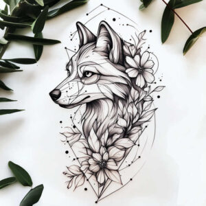 freedom-symbol-wolf-tattoo – tattoo design ideas free ai generated – realism-natural-blush – for-outer-arm – Gallery: wolves-inkby-ai