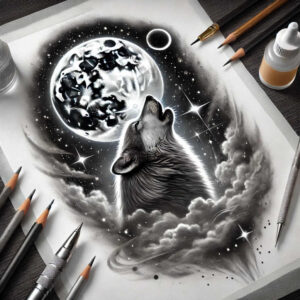 geometric-wolf-tattoo – tattoo design ideas free ai generated – neotraditional-clean-contrast – for-lower-arm – Gallery: wolves-inkby-ai