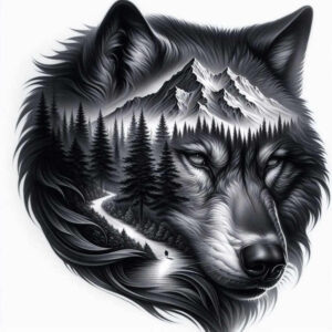 geometric-wolf-tattoo – tattoo design ideas free ai generated – realism-soft-highlights – for-back-shoulder – Gallery: wolves-inkby-ai
