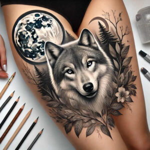 wolves tattoo design ideas Surrealism dreamscape alpha energy for ribs