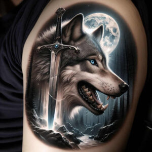 wolves tattoo design ideas lifelike lone hunter for upper chest