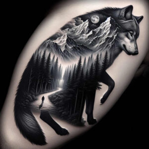 wolves tattoo design ideas Realism full detail mystic path shows courage