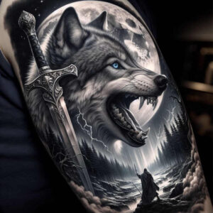 wolves tattoo design ideas Surrealism shimmering forms rugged survival for wrist