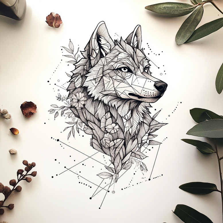 wolves tattoo design ideas Surrealism unreal sharp senses symbol of perseverance