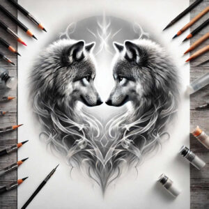 wolves tattoo design ideas Surrealism ghostly shapes wilderness call for outer arm