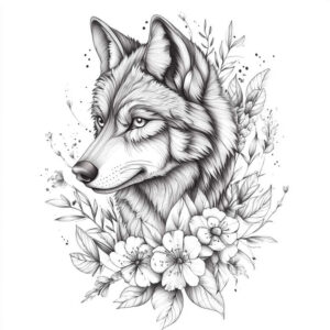 wolf-tattoo – tattoo design ideas free ai generated – neotraditional-subtle-highlights – for-lower-thigh – Gallery: wolves-inkby-ai