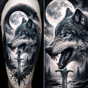 wolf-tattoo – tattoo design ideas free ai generated – realism-realistic-dimension – for-spine – Gallery: wolves-inkby-ai