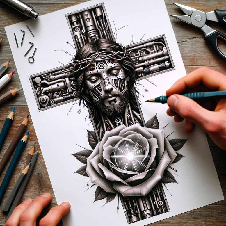 realistic-visage – tattoo design ideas free ai generated – neotraditional-bold-highlights – for-stomach – Gallery: faces-inkby-ai