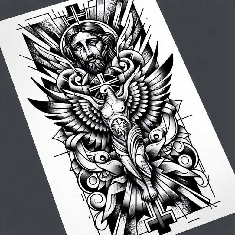 for-women – tattoo design ideas free ai generated – realism-photo-accuracy – for-knee – Gallery: holy-spirit-inkby-ai