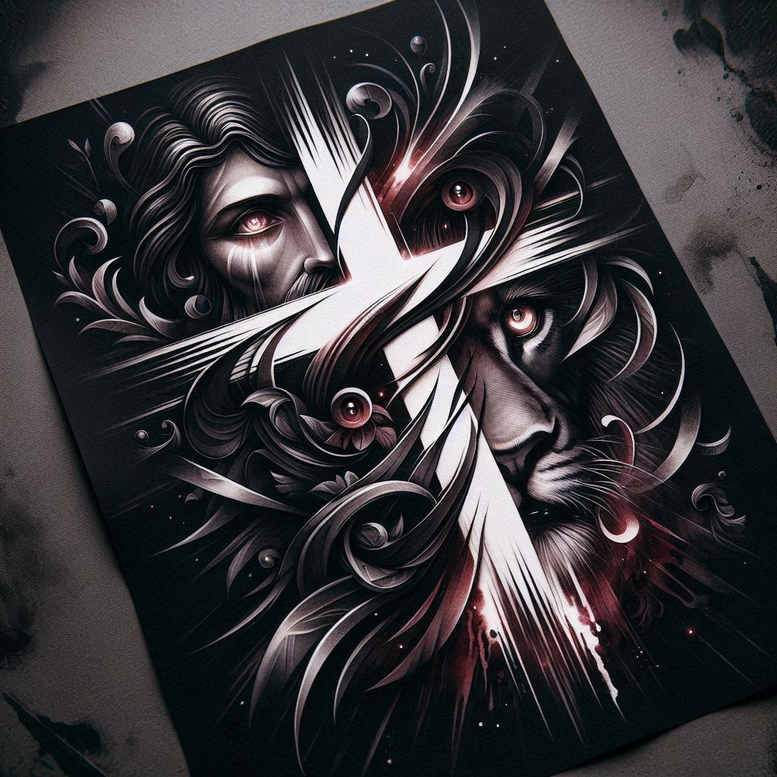 jesus-holy-face-tattoo-surrealism-phantom-shadows-for-back-shoulder – tattoo design ideas free ai generated – Gallery: jesus-inkby-ai