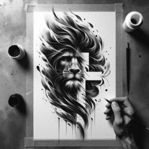 jesus-salvation-tattoo-surrealism-shimmering-forms-for-thigh – tattoo design ideas free ai generated – Gallery: jesus-inkby-ai