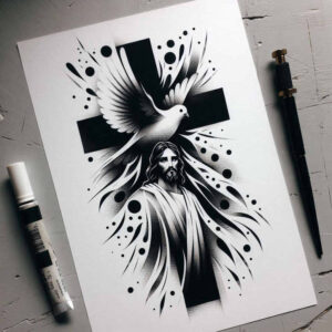 jesus-sacred-tattoo-surrealism-beyond-reality-for-back-shoulder – tattoo design ideas free ai generated – Gallery: jesus-inkby-ai