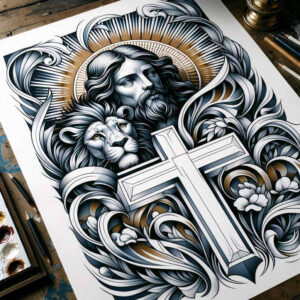 jesus-divine-tattoo-surrealism-hallucinogenic-for-ribs – tattoo design ideas free ai generated – Gallery: jesus-inkby-ai