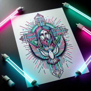 jesus-faith-tattoo-neotraditional-defined-outlines-for-upper-back – tattoo design ideas free ai generated – Gallery: jesus-inkby-ai