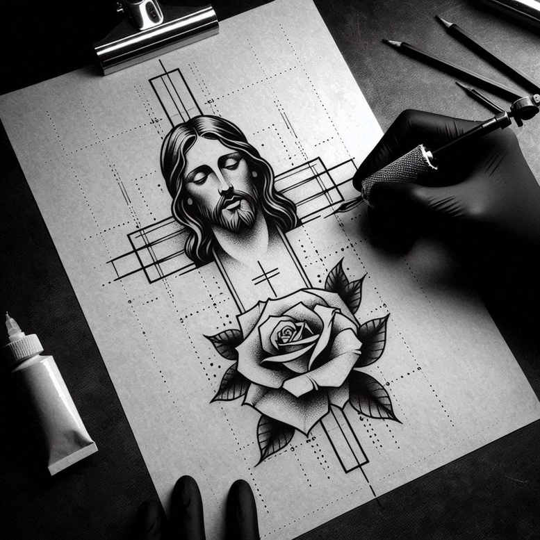 jesus-blessing-tattoo-neotraditional-color-richness-for-inner-arm – tattoo design ideas free ai generated – Gallery: jesus-inkby-ai