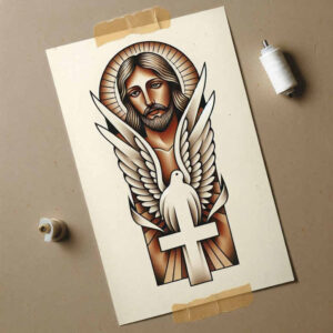 jesus-sacred-tattoo-neotraditional-refined-color-palette-for-upper-back – tattoo design ideas free ai generated – Gallery: jesus-inkby-ai