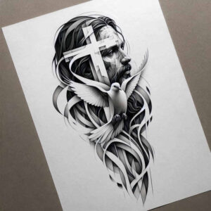 jesus-holy-face-tattoo-neotraditional-artistic-contrast-for-lower-back – tattoo design ideas free ai generated – Gallery: jesus-inkby-ai