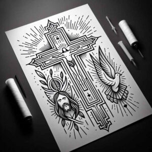 jesus-eternal-tattoo-neotraditional-color-depth-for-upper-back – tattoo design ideas free ai generated – Gallery: jesus-inkby-ai