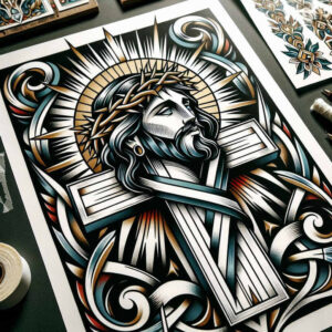 jesus-divine-tattoo-realism-detailed-rendering-for-outer-arm – tattoo design ideas free ai generated – Gallery: jesus-inkby-ai