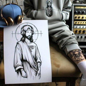 jesus-holy-love-tattoo-neotraditional-bright-color-for-temple – tattoo design ideas free ai generated – Gallery: jesus-inkby-ai