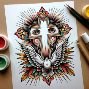 jesus – tattoo design ideas free ai generated – dimensional-ink – for-scapula – Gallery: jesus-inkby-ai
