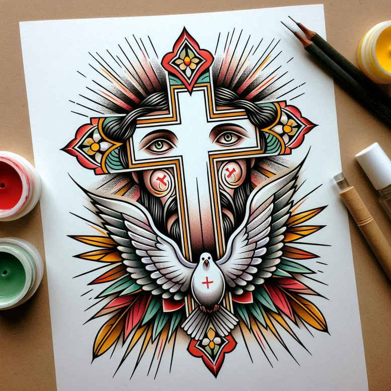jesus – tattoo design ideas free ai generated – dimensional-ink – for-scapula – Gallery: jesus-inkby-ai