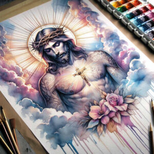 jesus-spiritual-power-tattoo-neotraditional-bold-highlights-for-upper-back – tattoo design ideas free ai generated – Gallery: jesus-inkby-ai