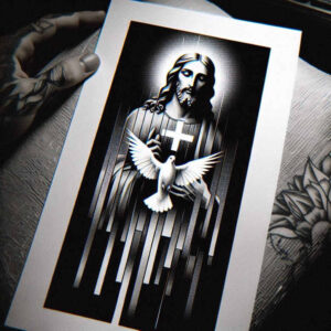 jesus-holy-tattoo-surrealism-ethereal-textures-for-upper-arm – tattoo design ideas free ai generated – Gallery: jesus-inkby-ai