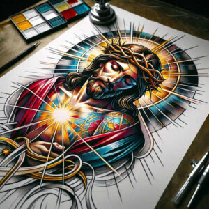 face-of-jesus-tattoo-surrealism-impossible-forms-for-temple – tattoo design ideas free ai generated – Gallery: jesus-inkby-ai
