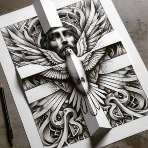 jesus-love-tattoo – tattoo design ideas free ai generated – light-and-shadow-play – for-temple – Gallery: jesus-inkby-ai