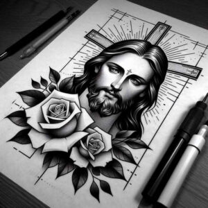 jesus-divine-mercy-tattoo-for-men-neotraditional-layered-fill-for-sternum – tattoo design ideas free ai generated – Gallery: jesus-inkby-ai