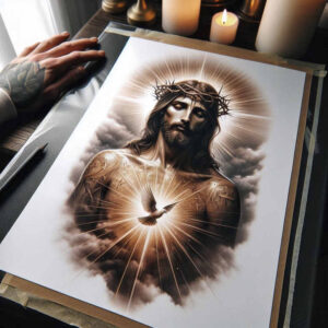 jesus-spirit-tattoo-realism-depth-shading-for-temple – tattoo design ideas free ai generated – Gallery: jesus-inkby-ai