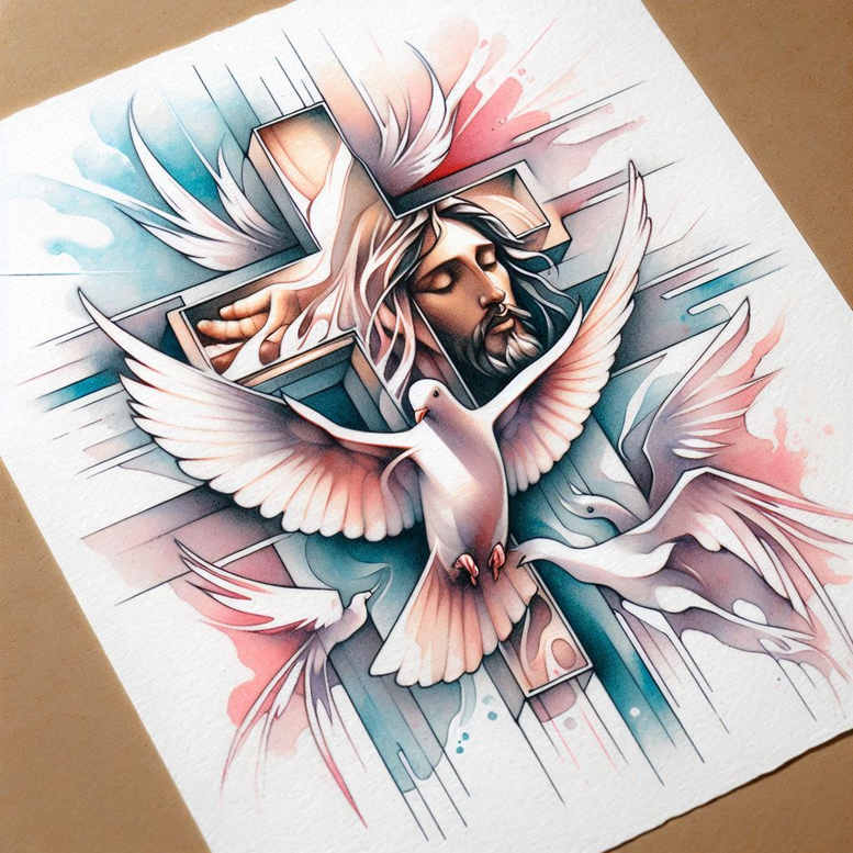 jesus-with-crown-of-thorns-neotraditional-vivid-detail-for-sternum – tattoo design ideas free ai generated – Gallery: jesus-inkby-ai