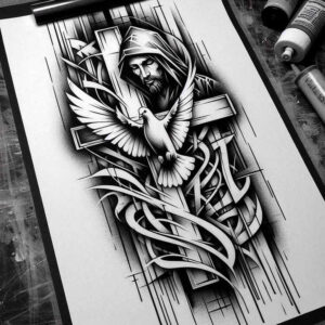 jesus-redeemer-tattoo-surrealism-imaginative-for-shin – tattoo design ideas free ai generated – Gallery: jesus-inkby-ai