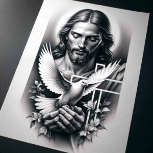 jesus-divine-light-tattoo-neotraditional-bold-texture-for-ankle – tattoo design ideas free ai generated – Gallery: jesus-inkby-ai