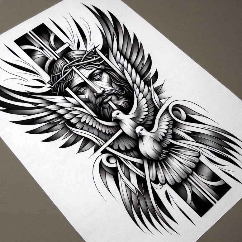 jesus-hope-tattoo-surrealism-unreal-for-upper-back – tattoo design ideas free ai generated – Gallery: jesus-inkby-ai