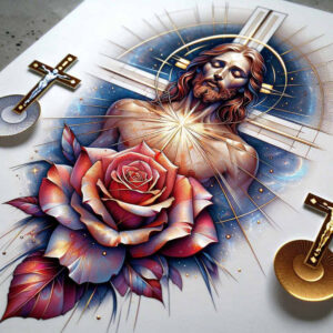jesus-with-crown-of-thorns-surrealism-abstract-for-arm – tattoo design ideas free ai generated – Gallery: jesus-inkby-ai