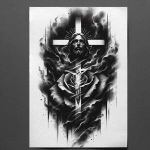 jesus-spirit-tattoo-neotraditional-bold-texture-for-scapula – tattoo design ideas free ai generated – Gallery: jesus-inkby-ai