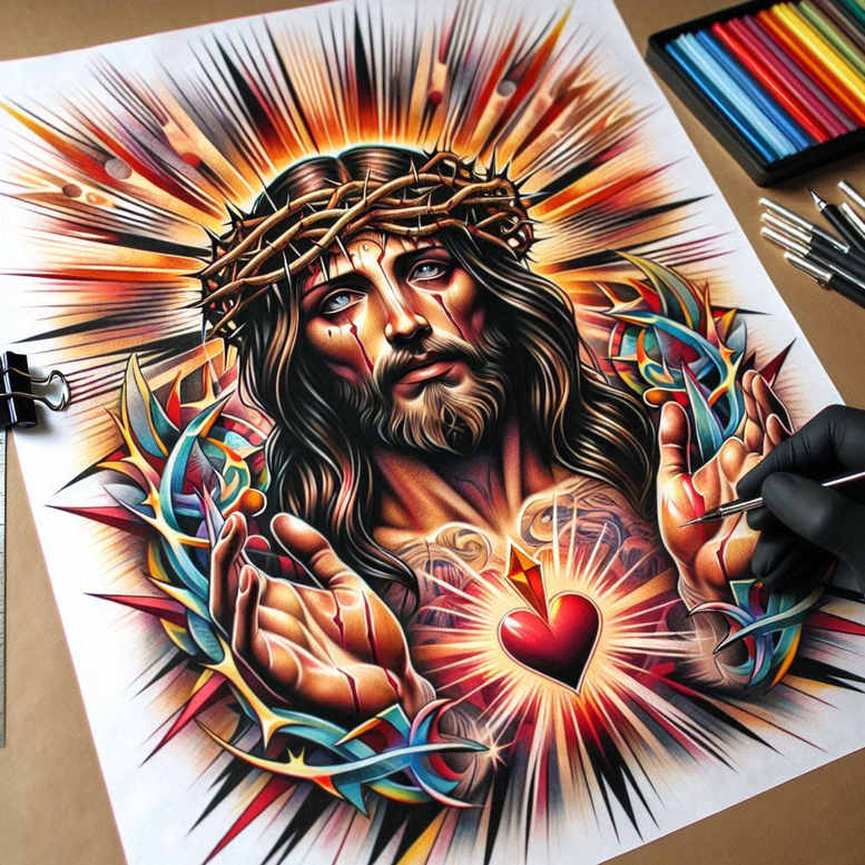 jesus-life-tattoo-neotraditional-layered-fill-for-behind-ear – tattoo design ideas free ai generated – Gallery: jesus-inkby-ai