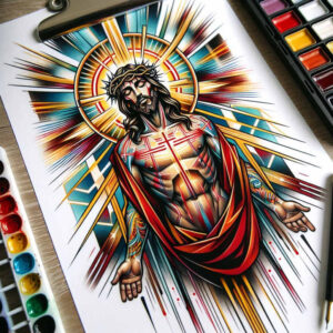 praying-jesus-tattoo-neotraditional-clean-fill-for-collarbone – tattoo design ideas free ai generated – Gallery: jesus-inkby-ai